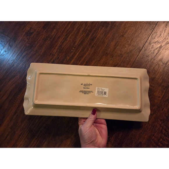 St. Nicholas Square Plate Cookie Tray "Warm Wishes" 14x6 Christmas Holiday - Picture 3 of 3